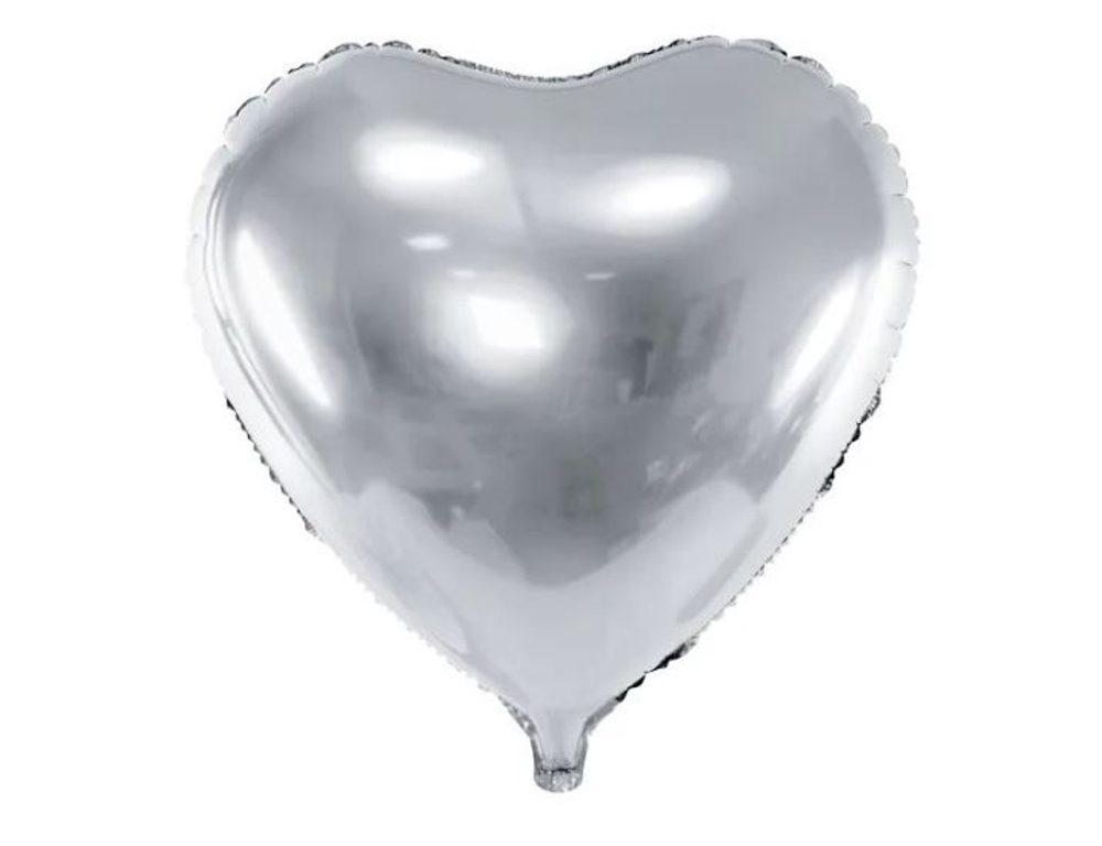 Ezüst szív fóliabalon - Esküvő - Valentin-nap - 60 cm - PartyDeco