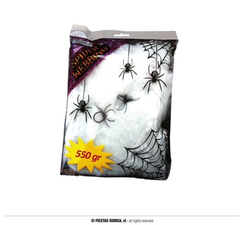 Fehér pókháló 550g + 4 pók - Halloween - GUIRCA