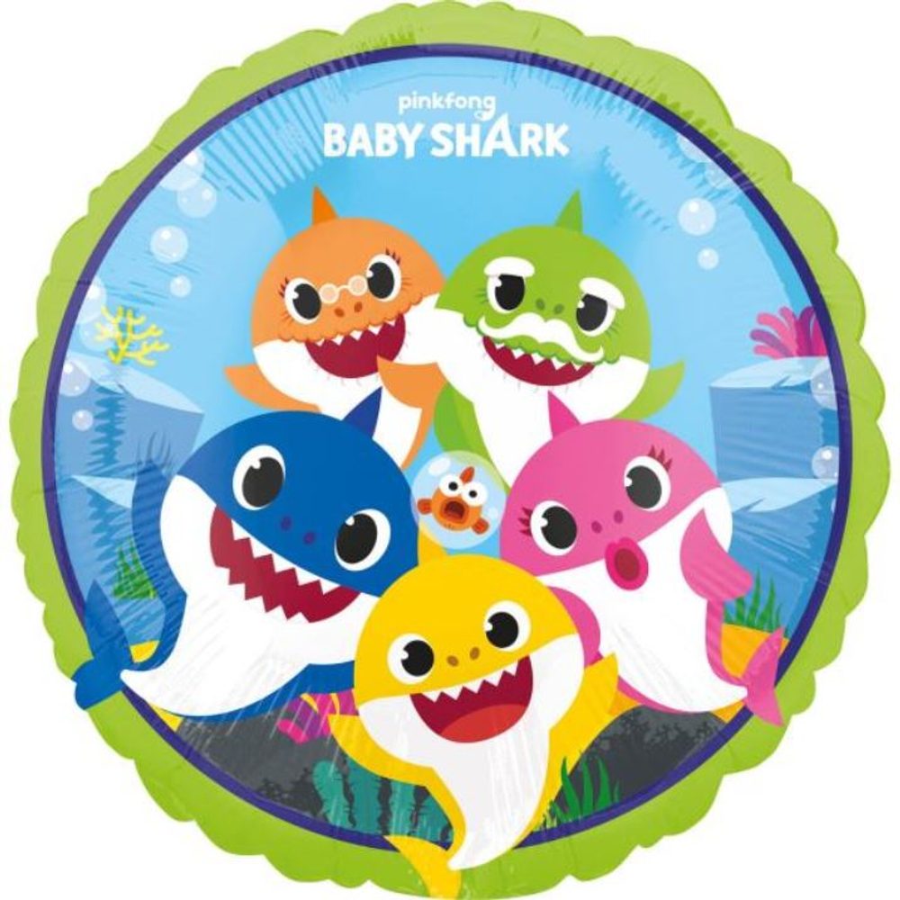 Fóliás léggömb - Baby Shark - cápa mintás - 43 cm - Amscan