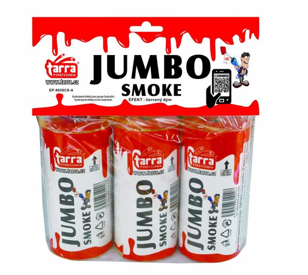 PIROS FÜSTBOMBÁK - JUMBO SMOKE - 3 db - 16/3 szakító biztosíték - ČÍNA