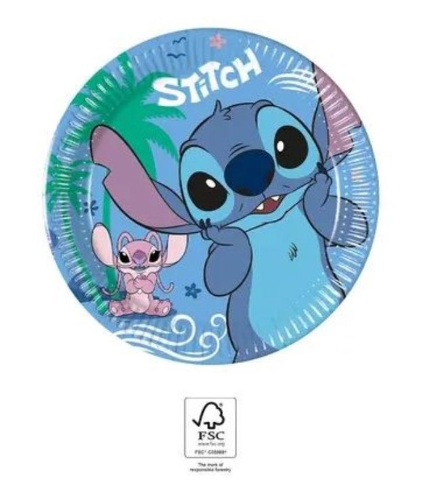 Papíralapú tányérok Stitch és Angel - 19 cm - 8 db - SMART