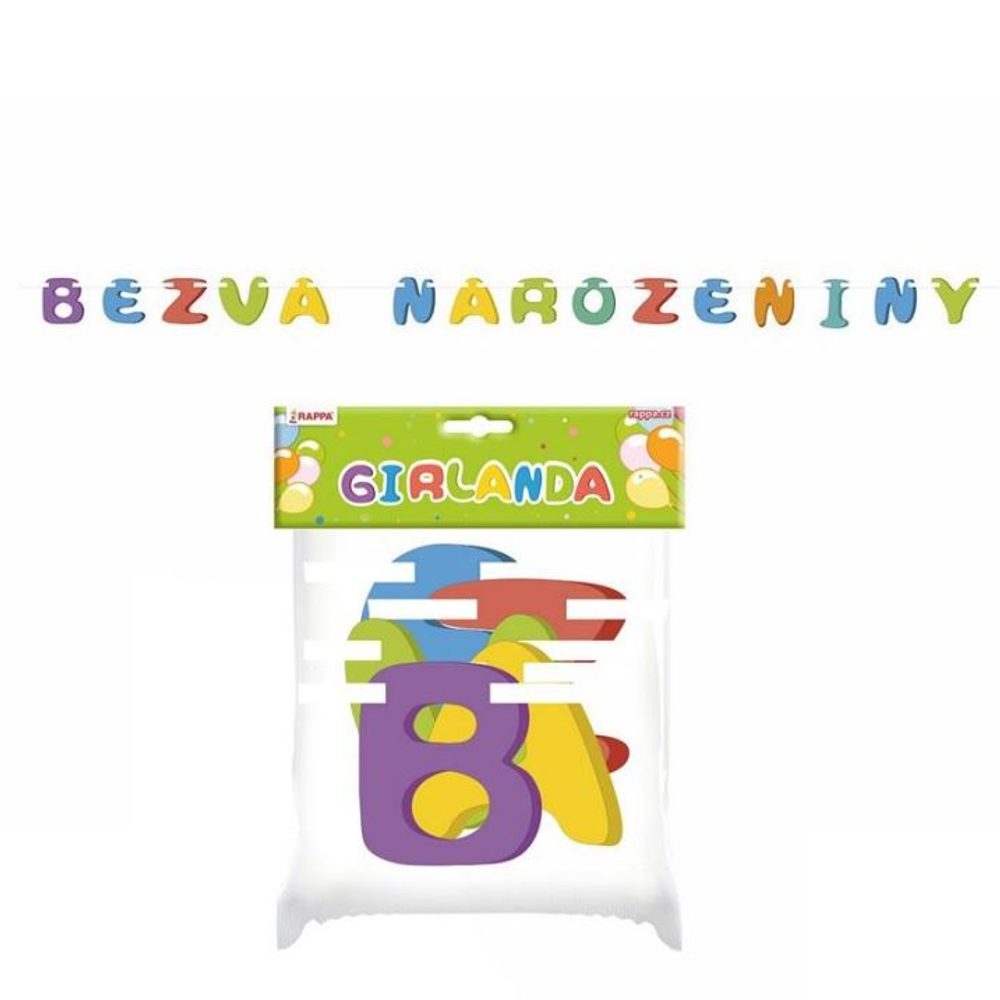 Papírgirlanda "BEZVA NAROZENINY" - RAPPA