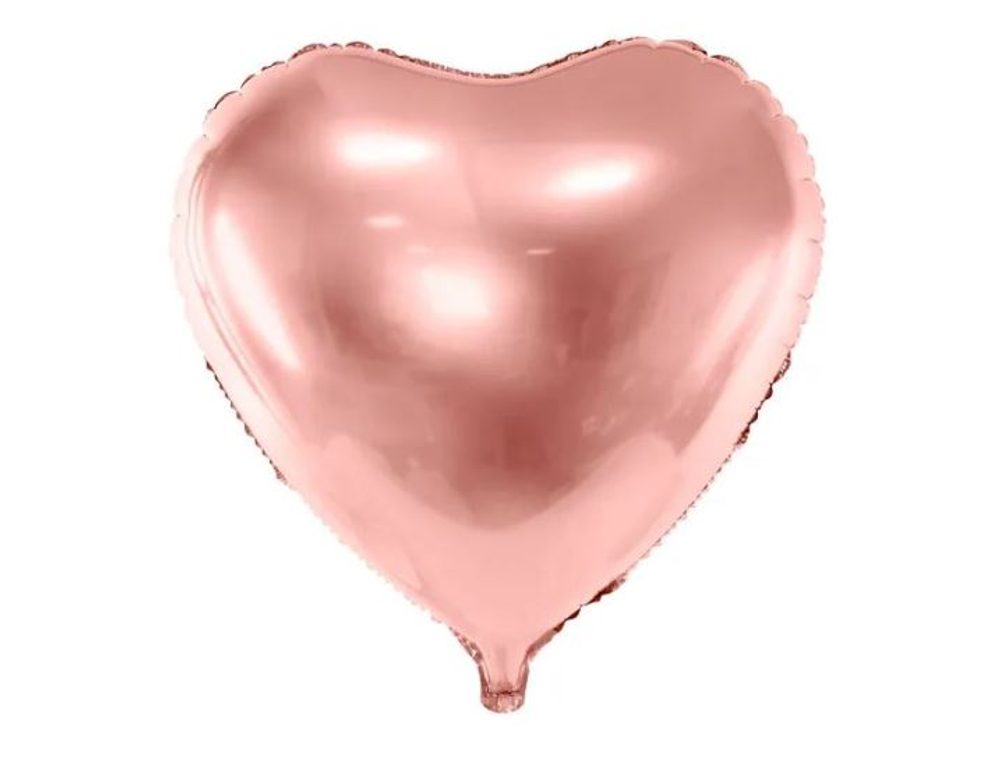 Rózsaszín-arany fóliás szívballon - rosegold - Esküvő - Valentin-nap - 45 cm - PartyDeco